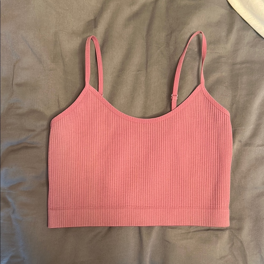 Pink Ribbed Crop Top